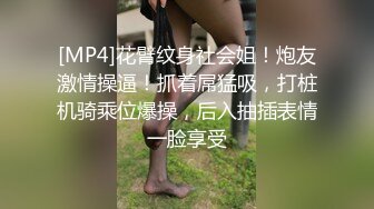 [MP4]花臂纹身社会姐！炮友激情操逼！抓着屌猛吸，打桩机骑乘位爆操，后入抽插表情一脸享受